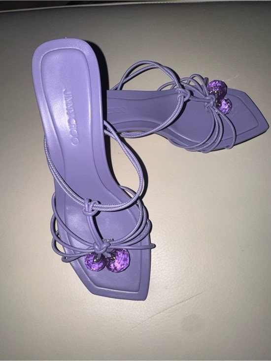 Jimmy Choo Shoes - Jimmy Choo Lilac Strappy Gem Slide Sandals heel high 2”